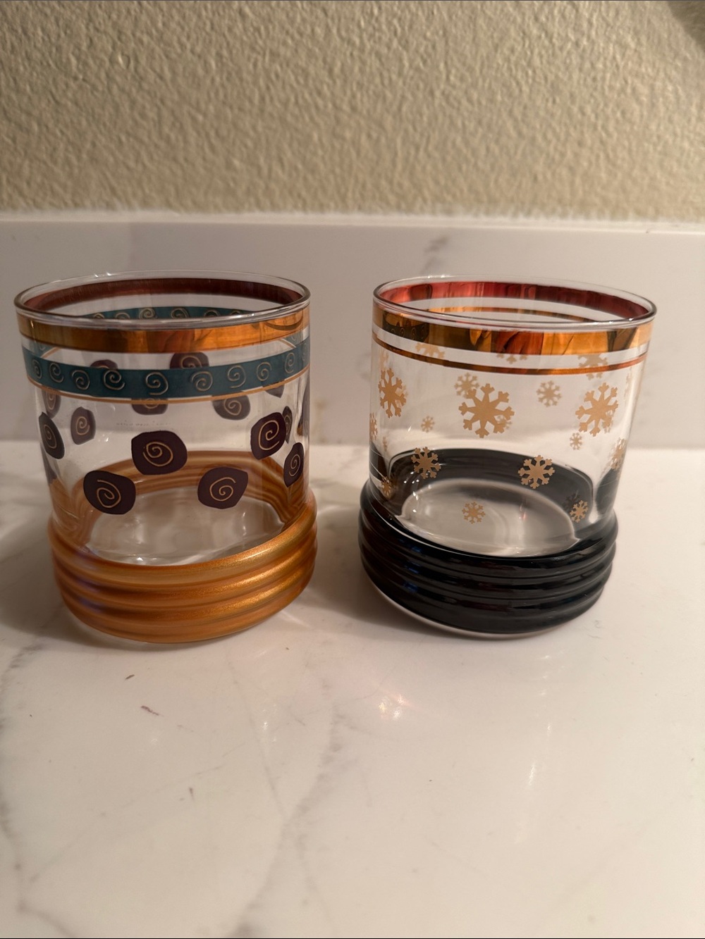 Mid Century Sakura Sango Low Ball Glasses Set of 2
